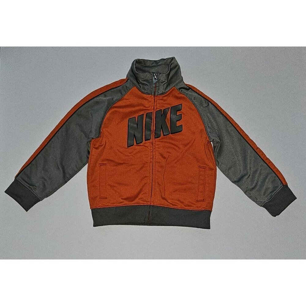 NIKE Orange Gray Track Jacket Full-Zip Sweatshirt Spellout Baby 24 Months